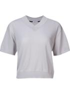 En Route V-neck Knit Top, Women's, Grey, Cotton/nylon/acetate