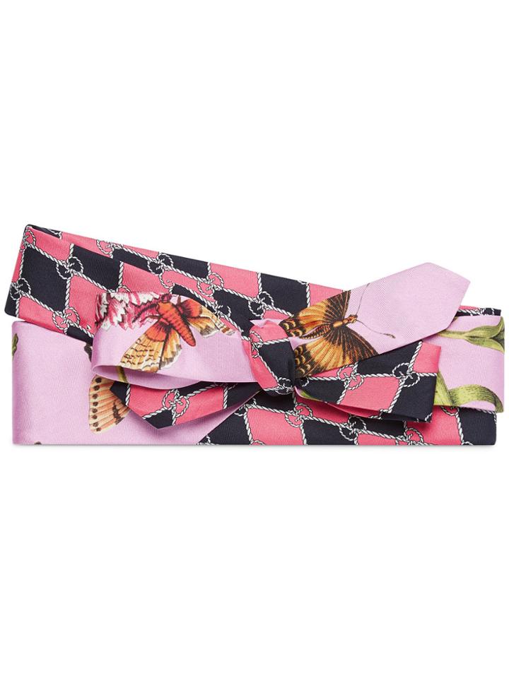 Gucci Garden Chains Print Silk Headband - Pink & Purple