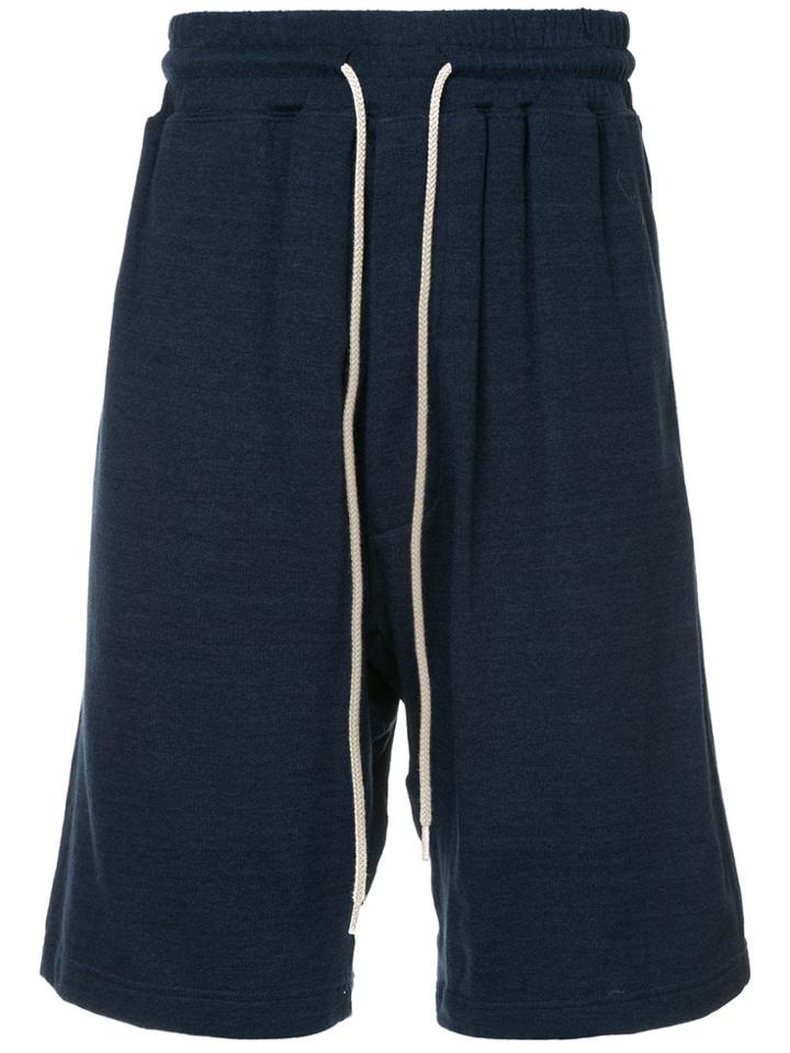 Bassike Drop Crotch Track Shorts - Blue