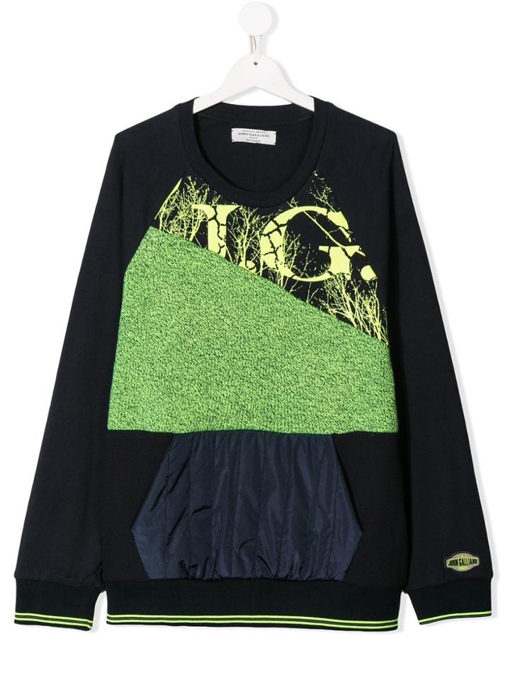 John Galliano Kids Teen Panelled Sweatshirt - Blue