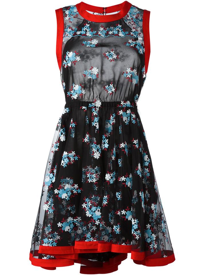 Philosophy Di Lorenzo Serafini Floral Print Flared Dress, Women's, Size: 38, Black, Polyester