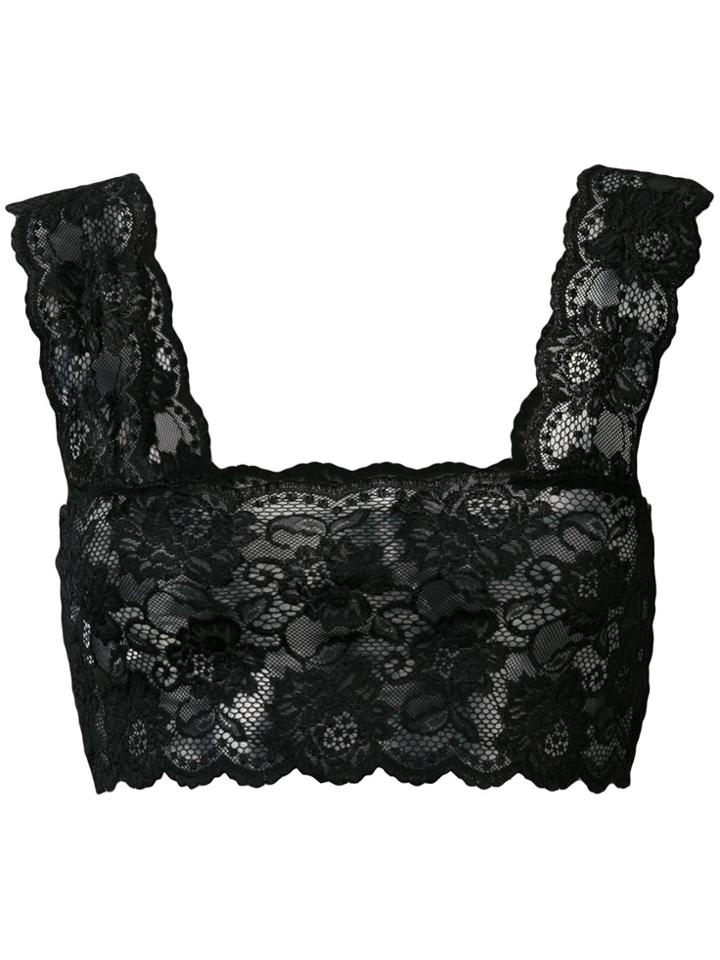 Mm6 Maison Margiela Floral Lace Cropped Top - Black