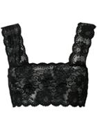 Mm6 Maison Margiela Floral Lace Cropped Top - Black
