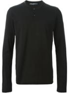 Dolce & Gabbana Long Sleeve Henley Top, Men's, Size: 46, Black, Cotton