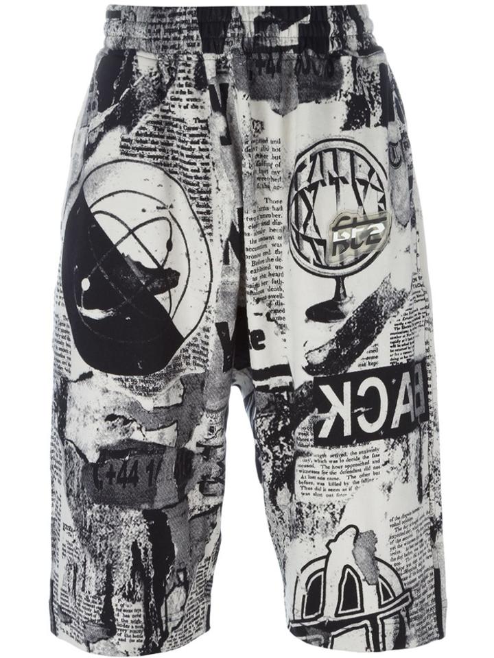Ktz Newspaper Print Shorts - Black