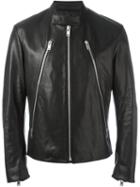 Maison Margiela Zip Detail Biker Jacket, Men's, Size: 52, Black, Leather/cotton