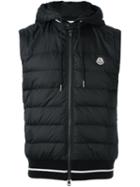 Moncler Hooded Padded Gilet, Men's, Size: Large, Black, Polyamide/feather Down/cotton