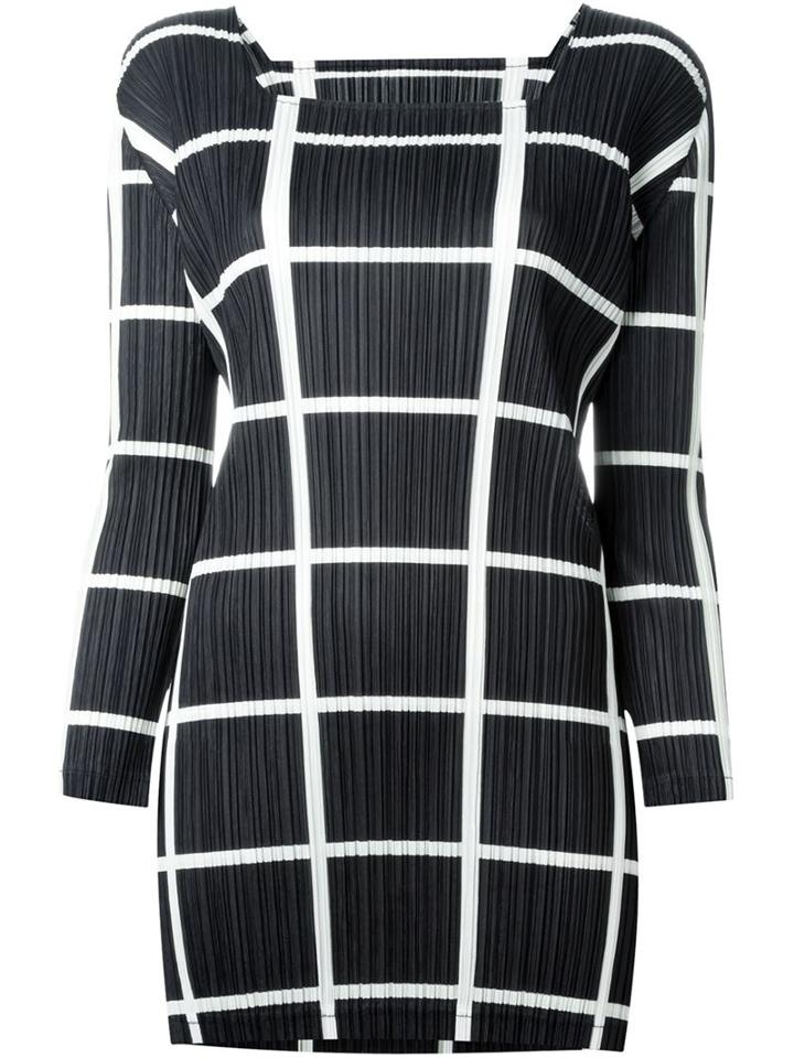 Pleats Please By Issey Miyake Grid Print Pleated Top