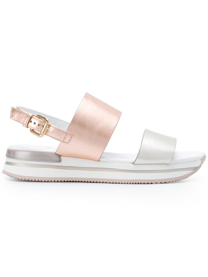 Hogan Double Strap Sandals - Metallic