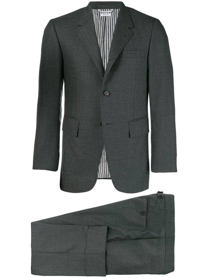 Thom Browne Wide Lapel Suit With Tie - Grey
