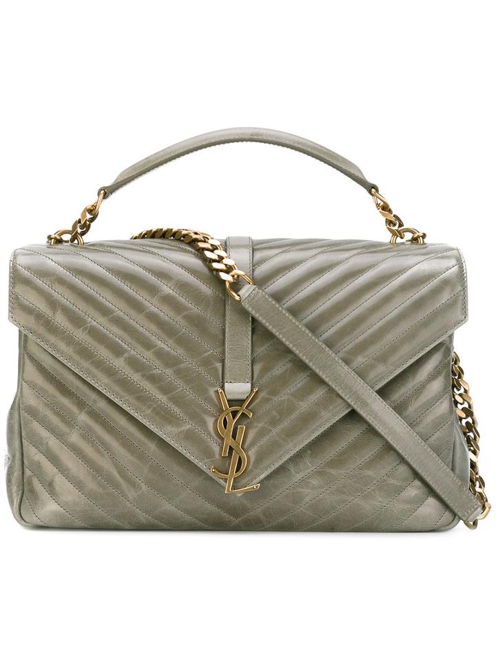 Saint Laurent - Large 'collège' Bag - Women - Calf Leather - One Size, Green, Calf Leather