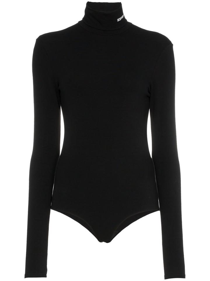 Calvin Klein 205w39nyc Logo Roll Neck Fitted Body - Black