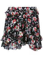 Isabel Marant - Floral Pattern Shorts - Women - Silk/polyester - 38, Black, Silk/polyester