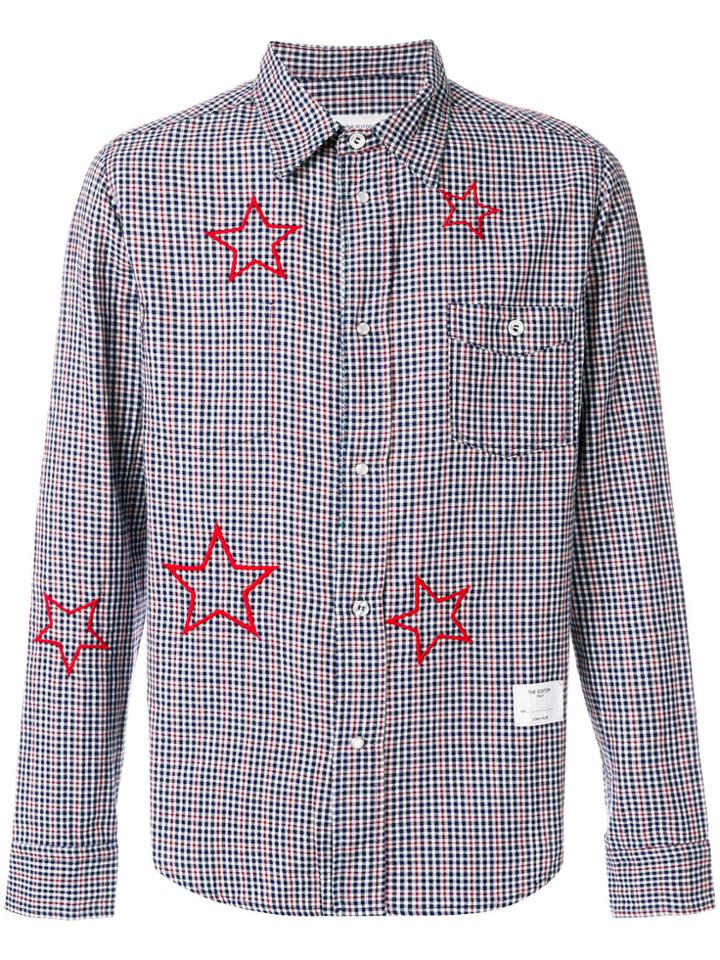 The Editor Checked Star Shirt - Black