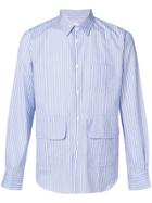 Comme Des Garçons Shirt Boys Suiting Stripe Patch Pocket Shirt - White