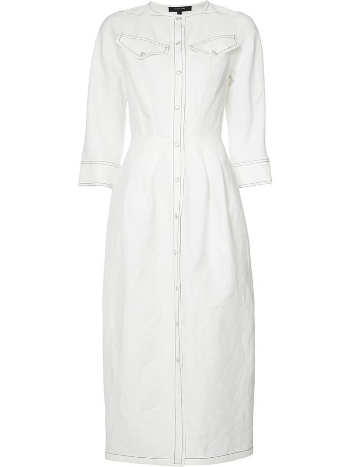 Derek Lam - Flared Shirt Dress - Women - Linen/flax/polyester - 42, Women's, White, Linen/flax/polyester