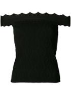 Jonathan Simkhai Off-shoulder Scalloped Blouse, Women's, Size: Xs, Black, Rayon/nylon/spandex/elastane