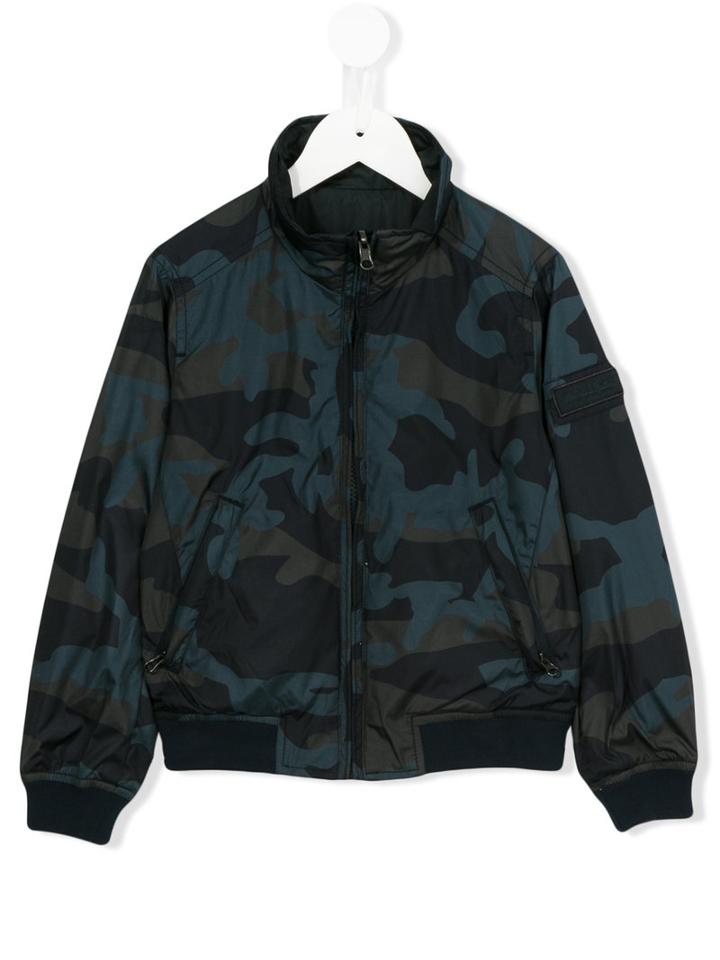 Woolrich Kids Camouflage Bomber Jacket, Boy's, Size: 12 Yrs, Blue