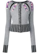 Olympia Le-tan - Cashmere Rebecca Embroidered Cardigan - Women - Cashmere - L, Grey, Cashmere