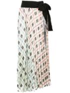 Silvia Tcherassi Geometric Print Pleated Skirt - White