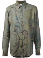 Dries Van Noten Faded Print Shirt, Men's, Size: 52, Green, Linen/flax