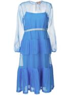 Nº21 Ruffled Sheer Panel Dress - Blue