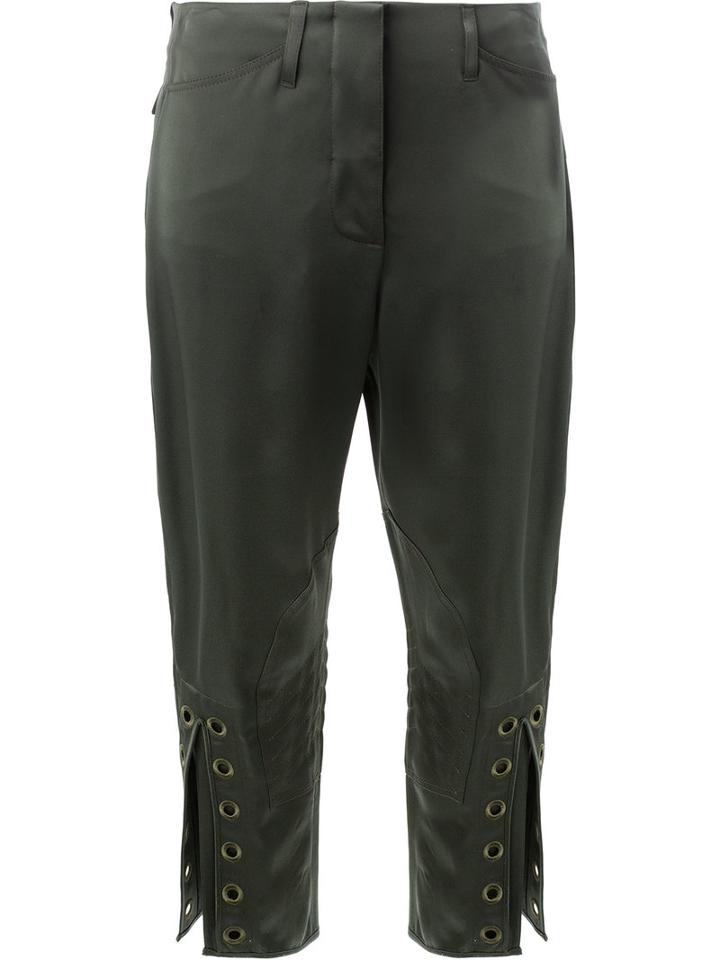 Fendi - Eyelet Cropped Trousers - Women - Acetate/viscose - 42, Green, Acetate/viscose