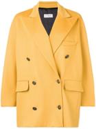Alberto Biani Double Breasted Oversized Coat - Yellow