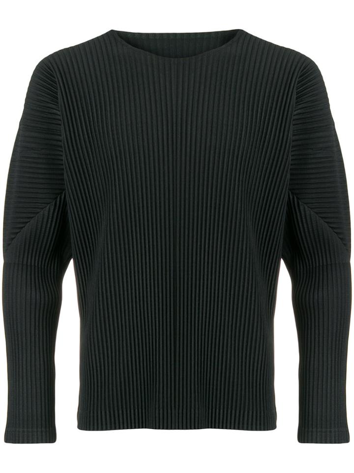Homme Plissé Issey Miyake Ribbed-style Sweatshirt - Black