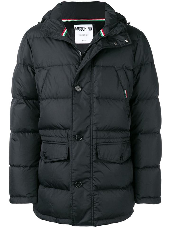 Moschino Button Padded Coat - Black