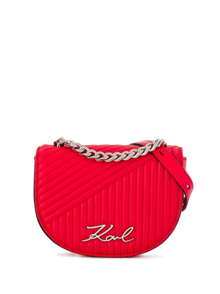 Karl Lagerfeld Quilted K/signature Crossbody Bag - Red