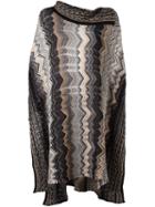 Missoni Zig-zag Knit Poncho, Women's, Black, Acrylic/cashmere/wool