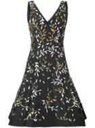 Oscar De La Renta Stem Embroidered Dress - Black