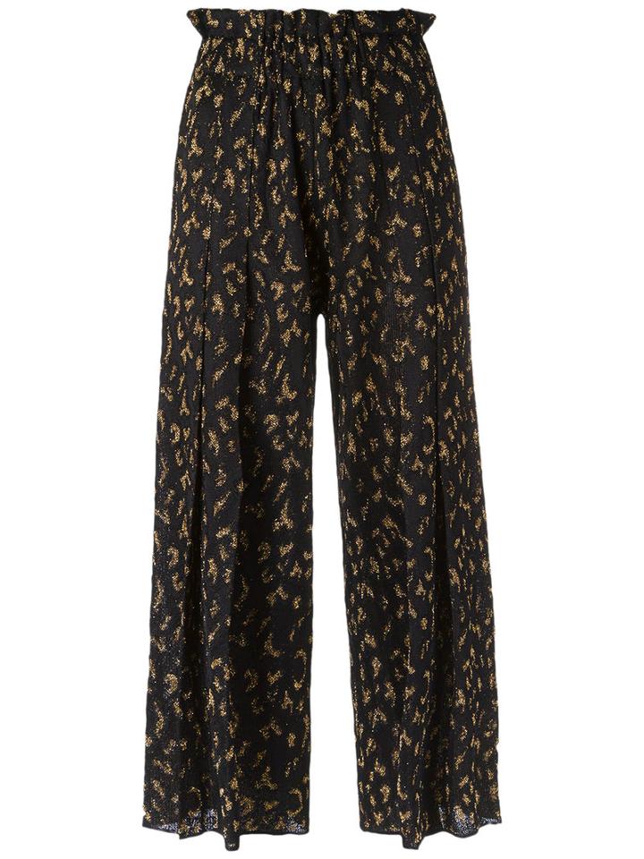 Gig - Wide Leg Crop Knit Trousers - Women - Polyester/viscose - Pp, Women's, Black, Polyester/viscose