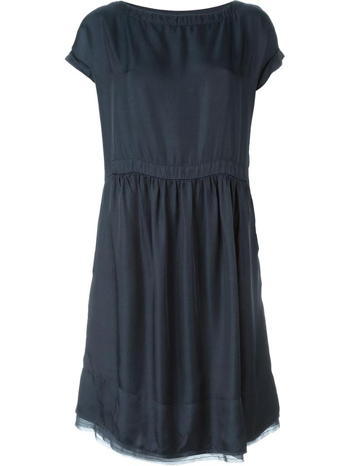 Kristensen Du Nord - Shortsleeved Boat Neck Dress - Women - Cotton/cupro/modal - 1, Blue, Cotton/cupro/modal