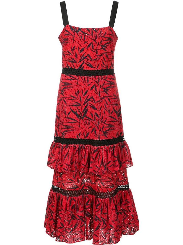 Prabal Gurung Tiered Ruffle Eyelet Dress, Women's, Size: 4, Cotton