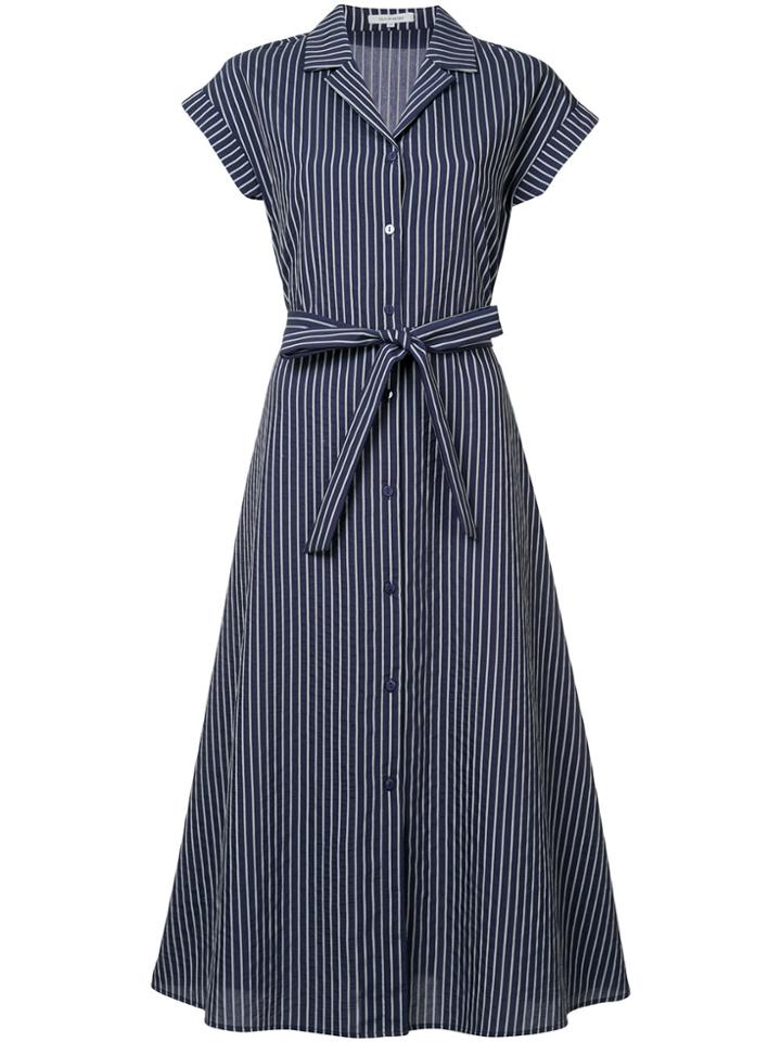 Guild Prime Belted Striped Midi Shirt Dress - Blue