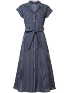 Guild Prime Belted Striped Midi Shirt Dress - Blue