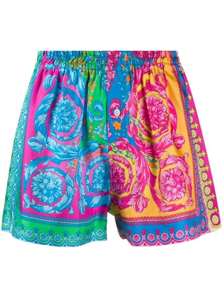 Versace Fluo Barocco Print Shorts - Pink