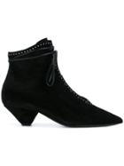 Saint Laurent Blaze Studded And Laced Ankle Boots - Black