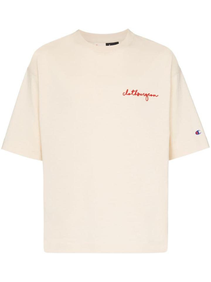 Champion X Clothsurgeon Logo Embroidered T-shirt - Neutrals