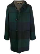 Ps Paul Smith Hooded Check Duffle Coat - Blue