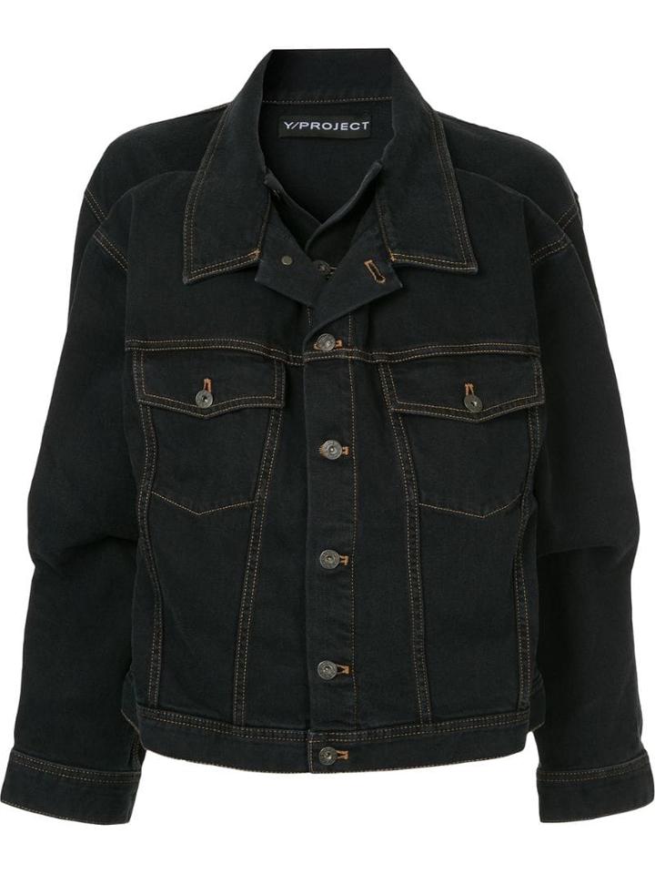 Y/project Double-collar Denim Jacket - Black