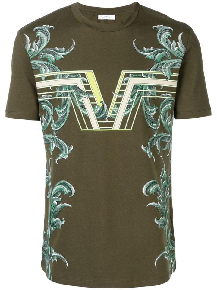 Versace Collection Rib Pattern Tee - Green
