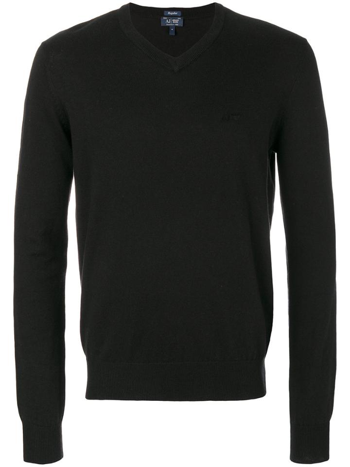 Armani Jeans V Neck Sweatshirt - Black