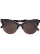Bottega Veneta Eyewear Woven Panel Round Frame Sunglasses - Brown