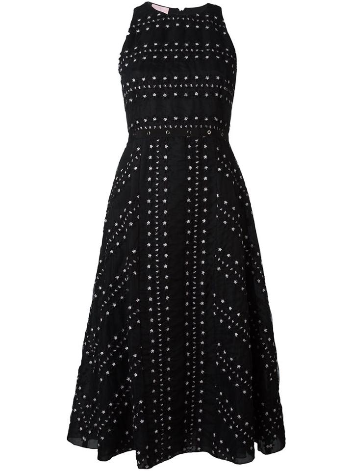 Giamba Embellished Flare Dress, Women's, Size: 40, Black, Polyester/polyamide