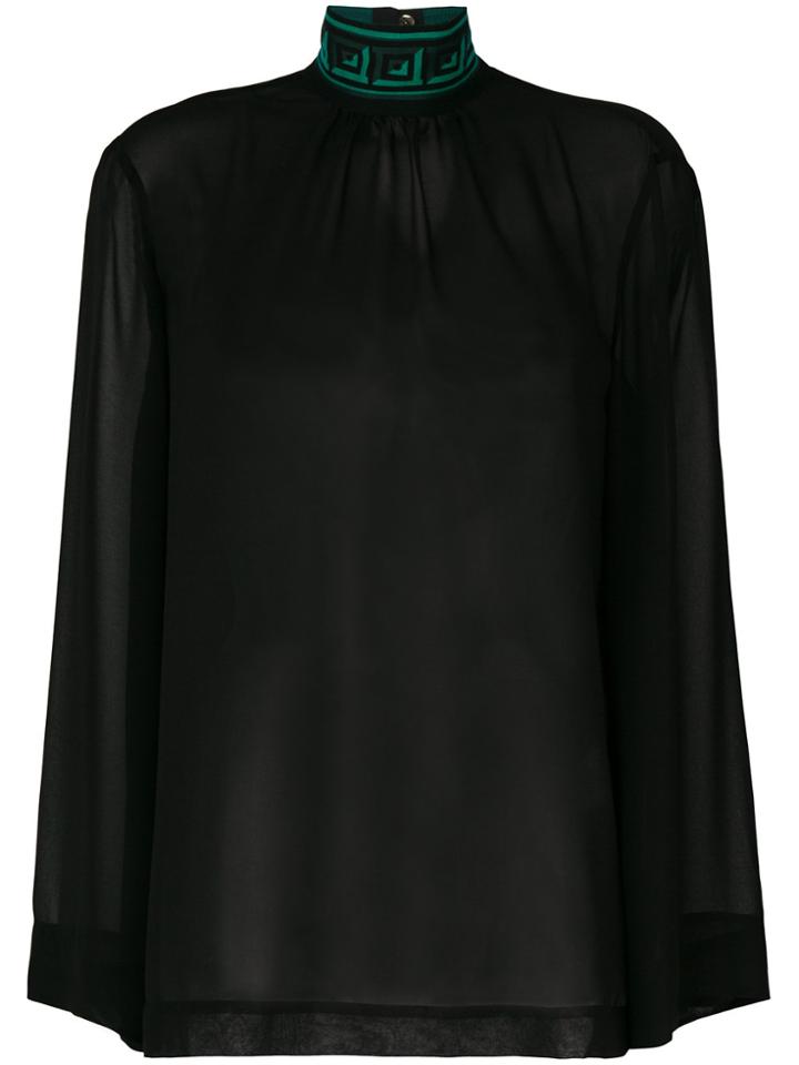 Versace Collection Grecca Collar Blouse - Black