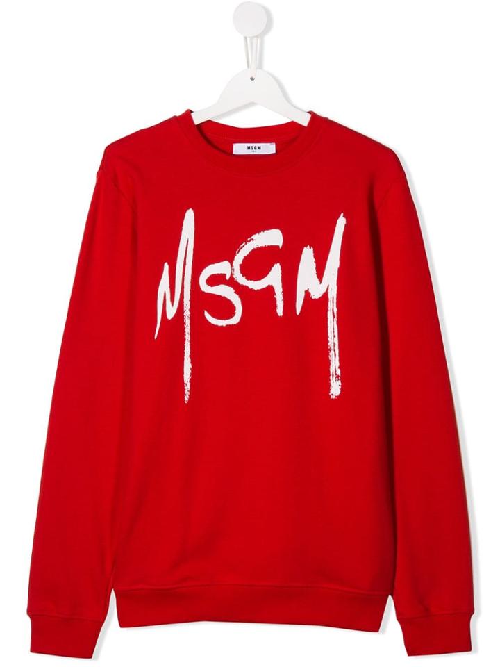 Msgm Kids Logo Patch Sweater - Red