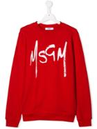 Msgm Kids Logo Patch Sweater - Red